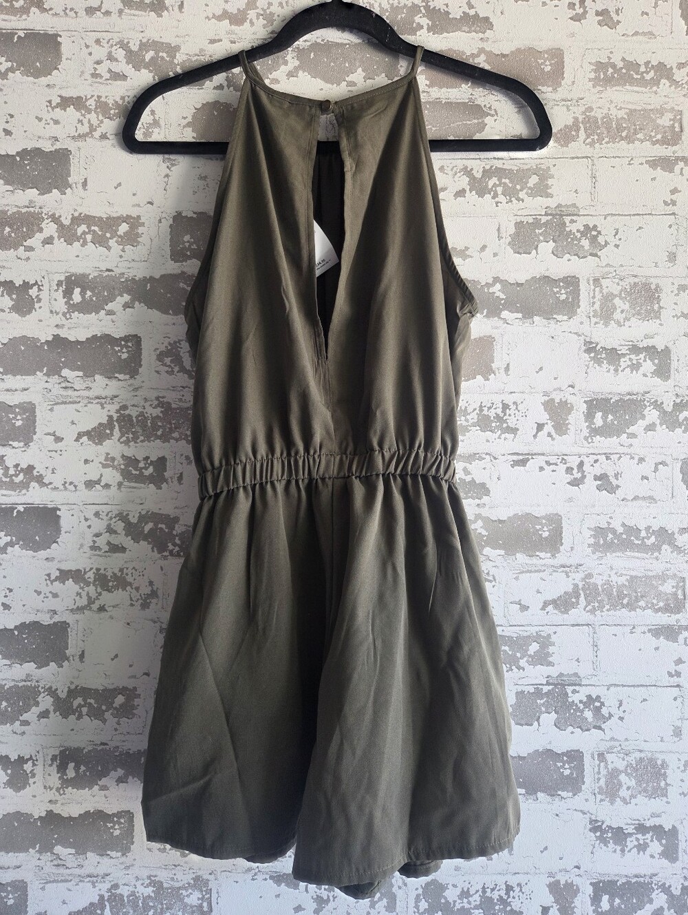 Bebop NWT Olive Green Halter Romper Medium - Picture 3 of 12